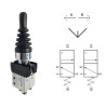 ECP1510  Joystick 2 posiz  A B con ritorno a molla serie metallo H 79mm  IP65  pneumatico 3/2 vie NC attacchi  tubo D 4