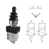ECP1540  Joystick 2 posiz  A  B con ritorno a molla serie metallo H 48 mm   IP65 pneumatico 3/2vie NC  attacchi  tubo D 4