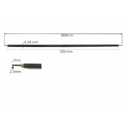 R6333024300 Resistenza lineare D 6,3 mm  H 330 mm  AISI 321  24V 300W   collegamnto bilaterale con perni lisci  D 2,5 mm
