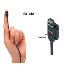 EX14A  Sensore fotoelettrico retroriflettivo  Sn 2   25 mm  NPN transistor a coll  aperto  max 50 mA  Usc 3 fili cavo 2mt  IP67