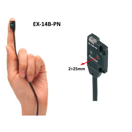 EX14BPN  Sensore fotoelettrico retroriflettivo  Sn 2   25 mm  PNP transistor a coll  aperto  max 50 mA Usc 3 fili cavo 2mt  IP67