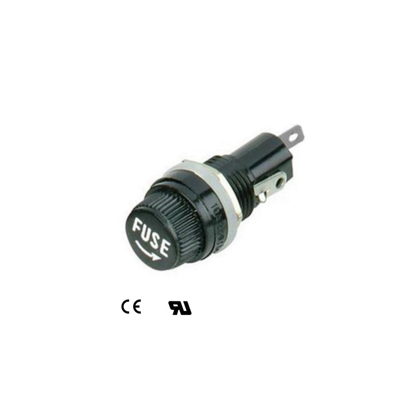 FH-043  Portafusibile  tappo a vite in resina fenolica per fusibili  d 5x20 mmPortata 10A 250V  Contatti nichelati terminali a s