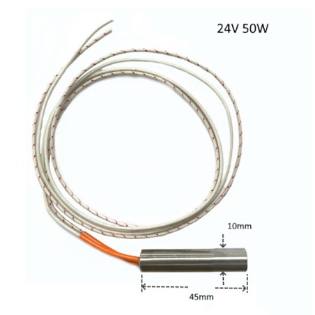 HD10452450  Riscaldatore a cartuccia  D 10 X  L 45 mm  24V 50W LC  500 mm