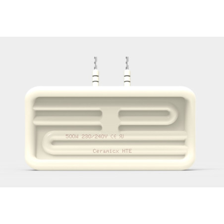 HTE-500W-230V   Irradiatore  infrarossi in ceramica HTE Dim.122X60  Curvo  500W  230V colleg  cavi Lc 100 mm