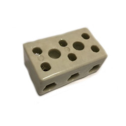 K516G  Morsetto ceramico 30 x 51 x 23 mm per alte temperature 300°C Tripolare 40A sezione max cavo 6mmq