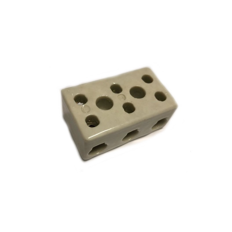 K516G  Morsetto ceramico 30 x 51 x 23 mm per alte temperature 300°C Tripolare 40A sezione max cavo 6mmq
