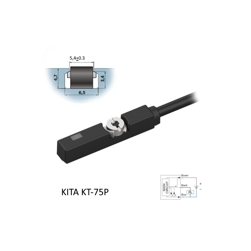 KT75P3M  Sensore magnetico a scomparsa 3 fili  PNP NO 10 28Vdc cavo 3 mtl  PU