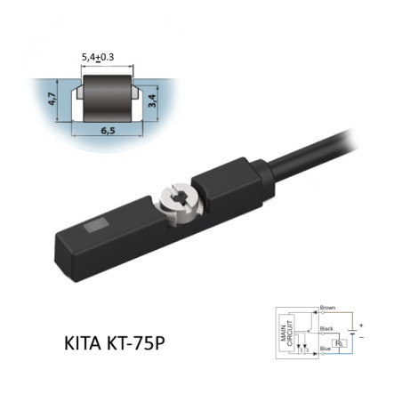 KT75P3M  Sensore magnetico a scomparsa 3 fili  PNP NO 10 28Vdc cavo 3 mtl  PU