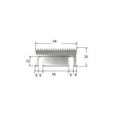 LM25-54   Lama dentata in acciaio AISI 420 HRC per Nastratrice  L 25x54mm  sp 2mm