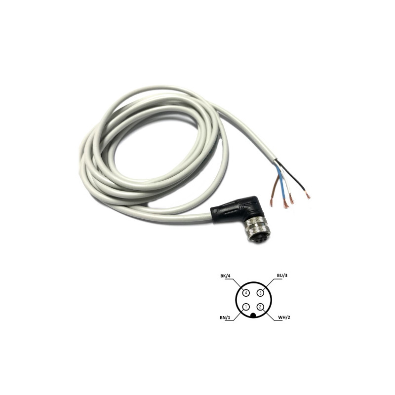 M12FG35X4/15K  Cavo sensore completo di conn  M12 femmina 4 poli 90°  4 X 034 PVC  15mtl