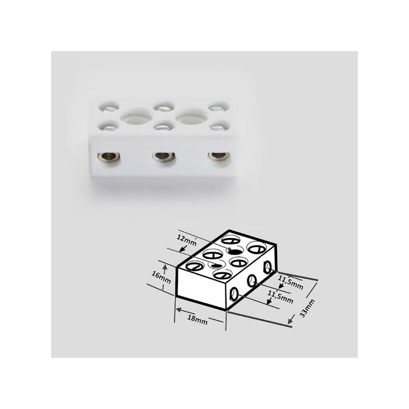 M245A4M  Morsetto steatite 33x16x18 mm  5 32A  450V  3 poli Sez  max cavo   4mmq
