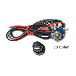POT-1A10K-STOP  Potenziometro assiale mono giro 10KOhm 1W   d 4mm  Lineare  cavi  Lc 350 mm  completo di pomello