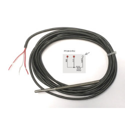 PT100B40403M  PT100B 3 fili  classe B D 4 mm  H 40 mm  cavo GSC 3 mt con molla antipiega