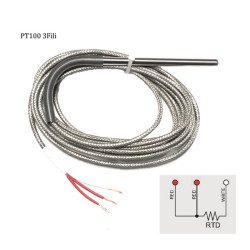 PT100B6100A3  PT100  3-Fili  classe B D 6 mm H 100 mm Cavo TTS LC 3mtl STD Schermato