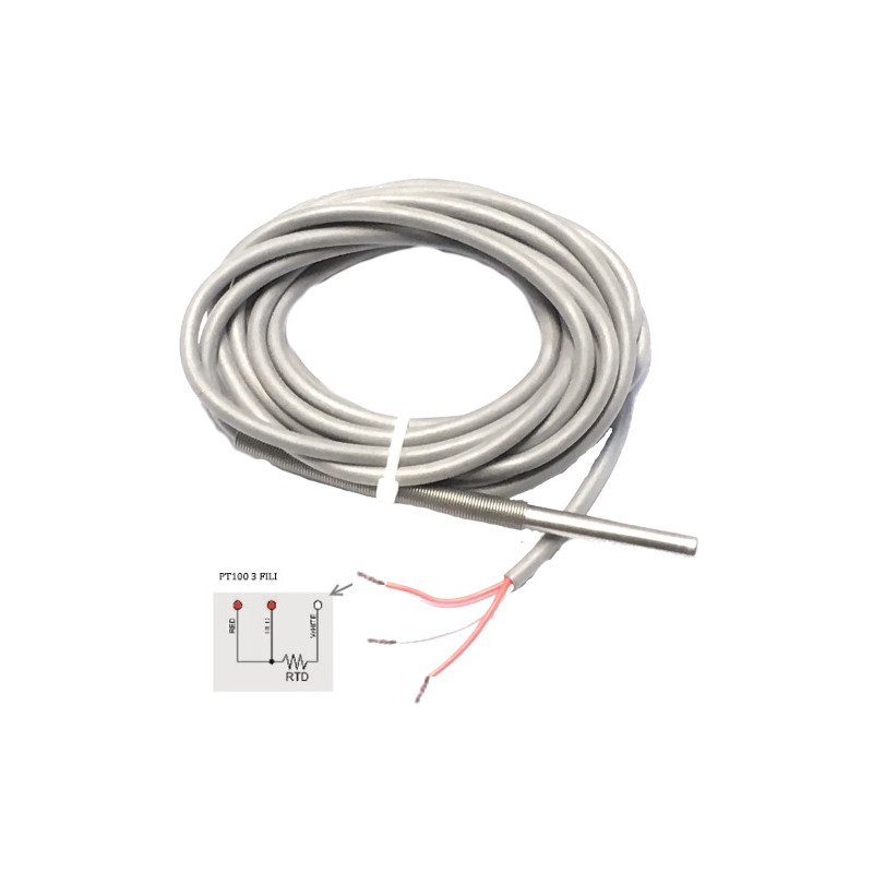 PT100B650B3   PT100 3 Fili classe B  D 6 mm  H 50 mm cavo Silicone LC 3mtl