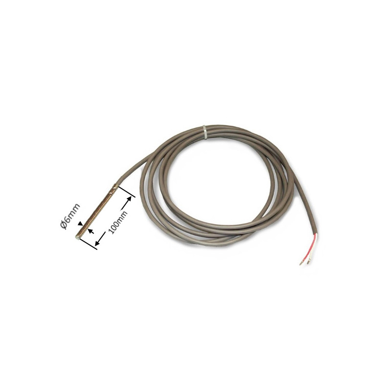 PTC1K60100B3  Sensore di temperatura  PTC1K  D 6mm  H 100 mm  Inox 304 cavo 3 mtl  Silicone.