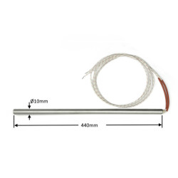 R10440110400  Riscaldatore a cadela D 10mm H 440mm 110V  400W cavo fibra vetro Lc 1000mm