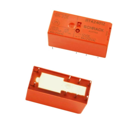 RT424012 | Relè elettromagnetico; bobina:12VDC; DPDT 8A/250VAC; 8A/30VDC.