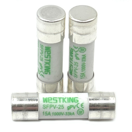 SFPV-25-15A/10  Fusibile rapido ceramica cilindrico 10x38 gPV 15A  DC1000V 33kAConfezione da 10 pcs