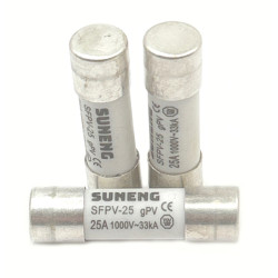 SFPV-25-25A/10  Fusibile rapido ceramica cilindrico 10x38 gPV 25A  DC1000V 33kAConfezione da 10 pcs