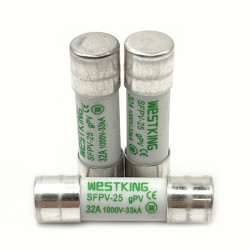 SFPV-25-32A/10  Fusibile rapido ceramica cilindrico 10x38 gPV 32A  DC1000V 33kAConfezione da 10 pcs