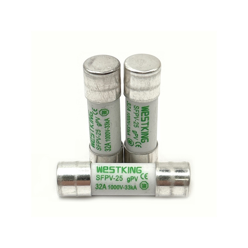SFPV-25-32A/10  Fusibile rapido ceramica cilindrico 10x38 gPV 32A  DC1000V 33kAConfezione da 10 pcs