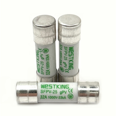 SFPV-25-32A/10  Fusibile rapido ceramica cilindrico 10x38 gPV 32A  DC1000V 33kAConfezione da 10 pcs
