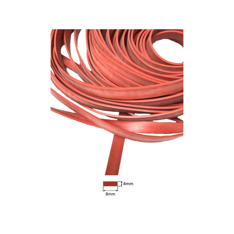 SIL048R  Profilo guarnizione in gomma silicone rosso SH 60  dim 4 x 8 mm