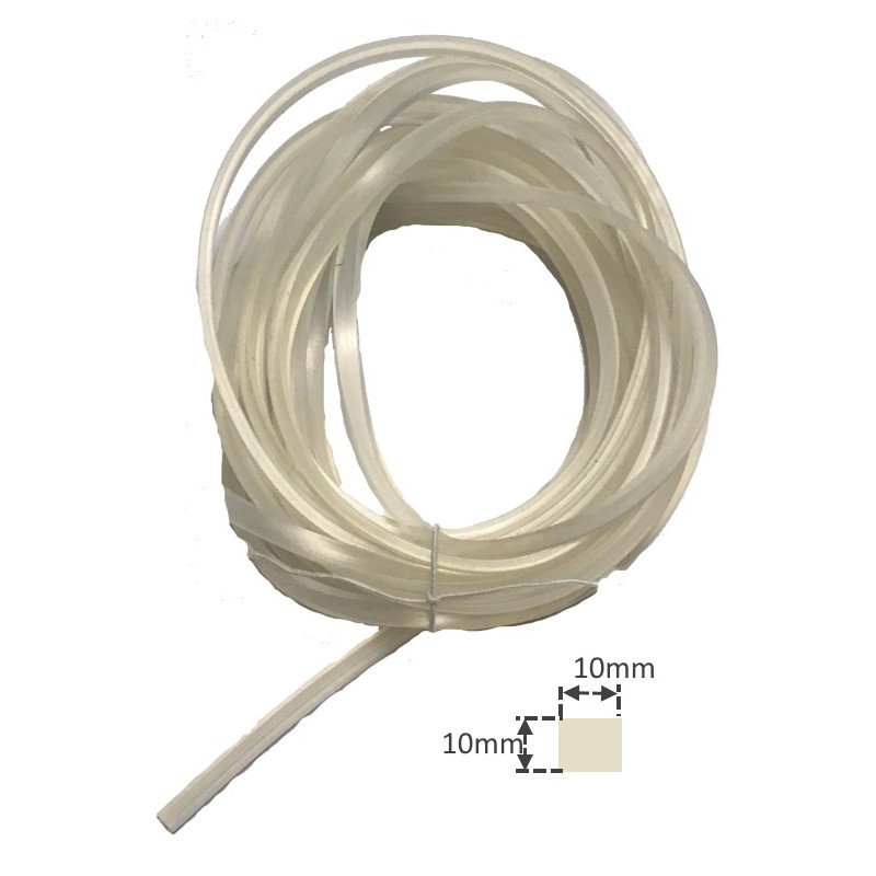 SIL1010TR  Profilo guarnizione in gomma silicone trasparente FDA 60 SH dim 10 X 10 mm