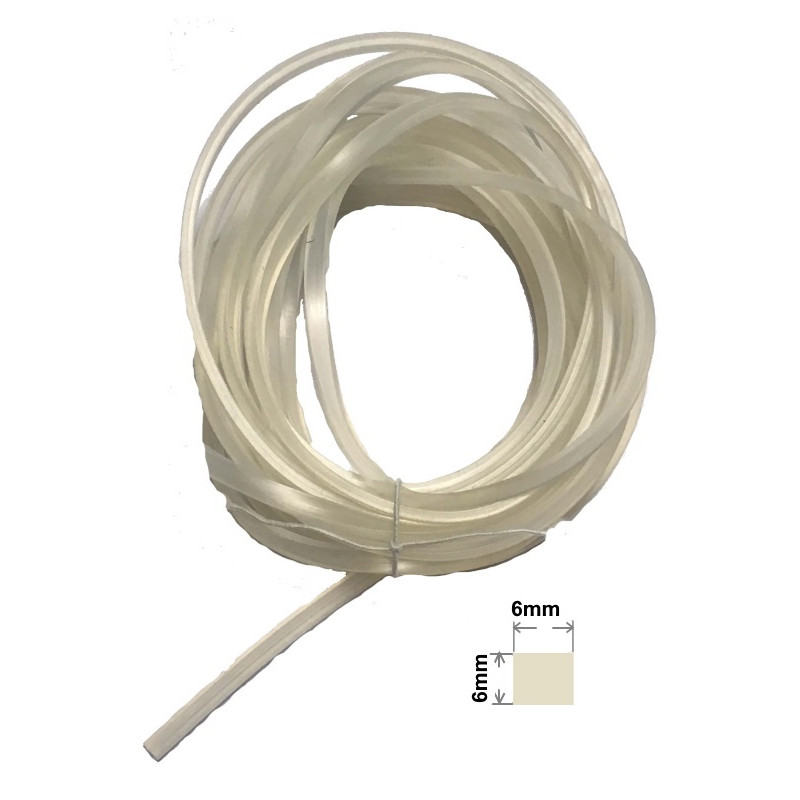 SIL6-6TR  Profilo guarnizione in gomma silicone trasp  65 SH dim 6X6mm