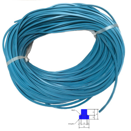SIL70T553   Profilo silicone Blu sezione   T   5 X 5 X 3 mm   70 SH  RAL 5012