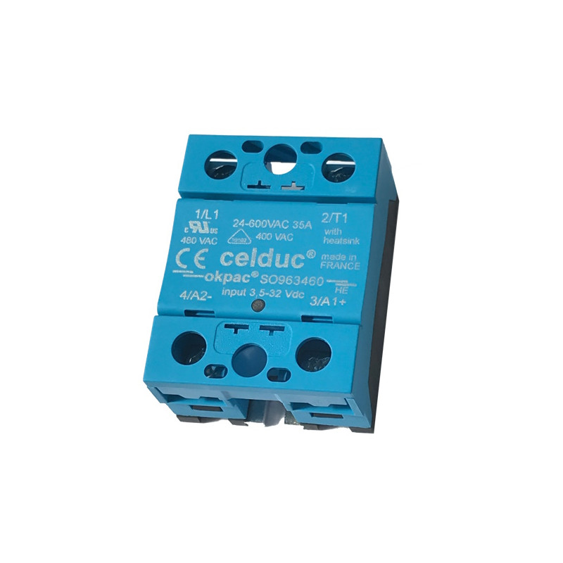 SO963460  Okpac SSR Celduc  1PH 35A  24 600VAC   Input 8 32Vdc  LED Coprimorsetto IP20