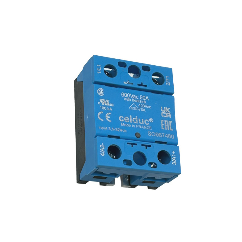 SO967460  Okpac SSR Celduc  1PH 90A  24 600VAC   Input 8 32Vdc  LED  Coprimorsetto IP20
