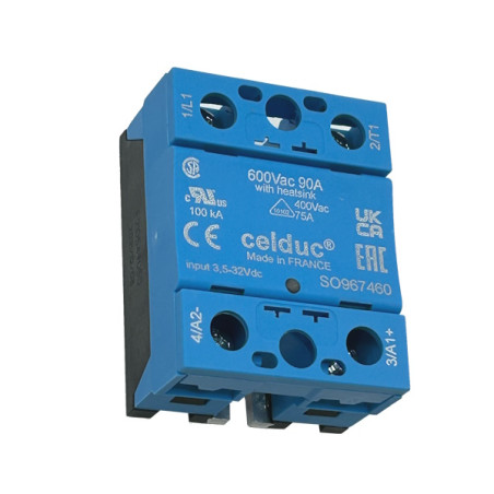 SO967460  Okpac SSR Celduc  1PH 90A  24 600VAC   Input 8 32Vdc  LED  Coprimorsetto IP20