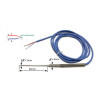 TCJ2005010B  Termocopia tipo J   MGO Isolata D 2 X 50 mm cavo in guaina silicone blu LG 1 mtl  con molla antipiega DIN 43710 Cla