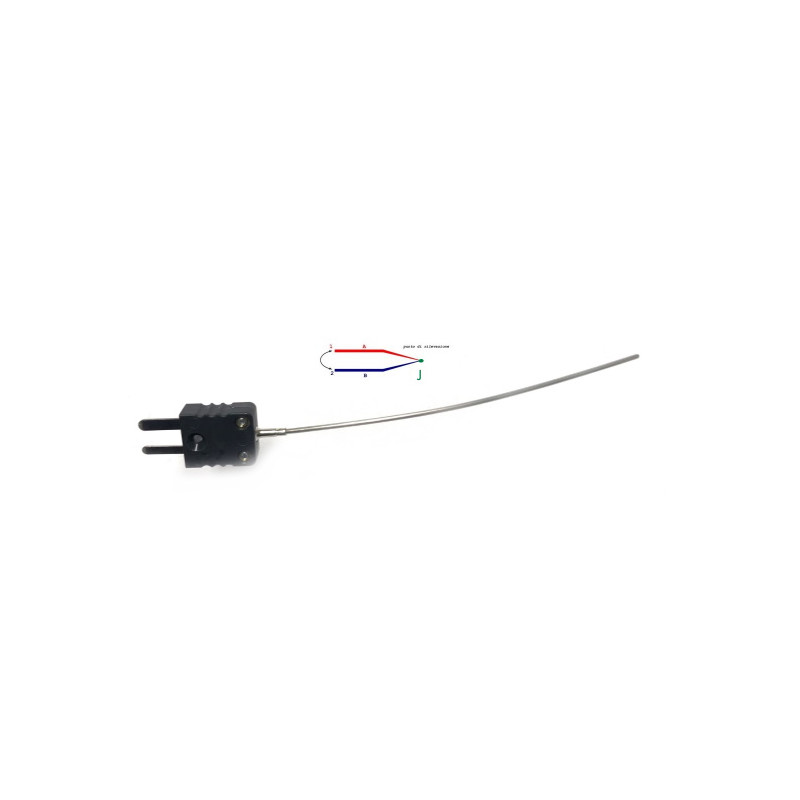 TCJMGN700  Termocoppia TCJ MGO giunto caldo isolato CL  STD DG 1,5mm LG 700mm AISI 316 spina MGN  norme ANSI Mc96 1