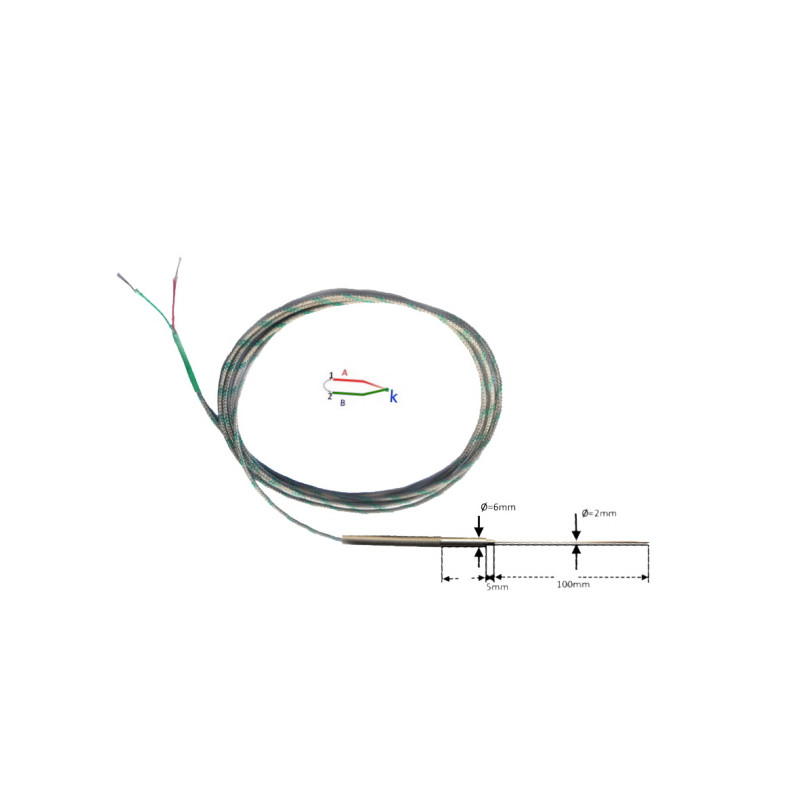TCK150110TTS2M  Termocopia TCK  D 1,5 X 110mm  MGO isolata  LC 2m TTS con molla antipiega