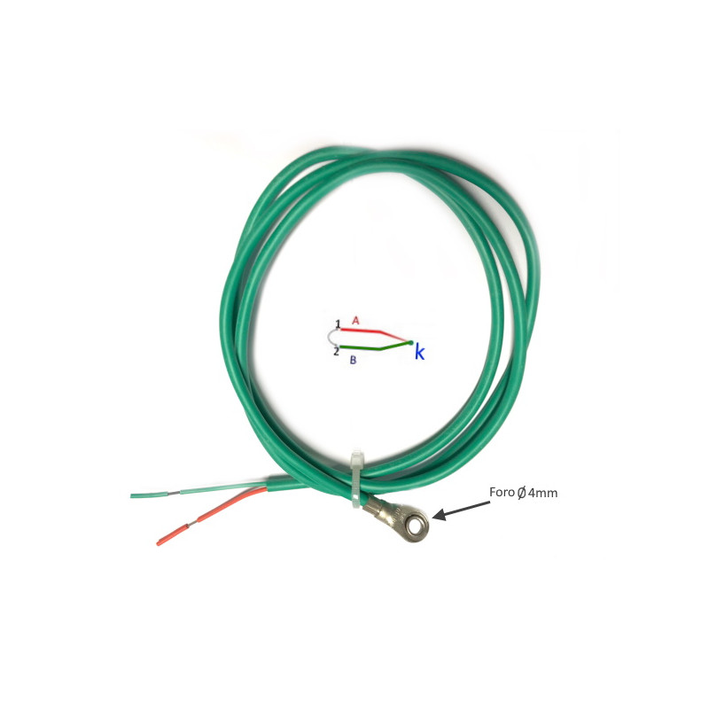 TCKTOG4S1000  Termocoppia Occhiello TCK foro D 4 mm  cavo silicone Lc 1000mm  DIN 43714