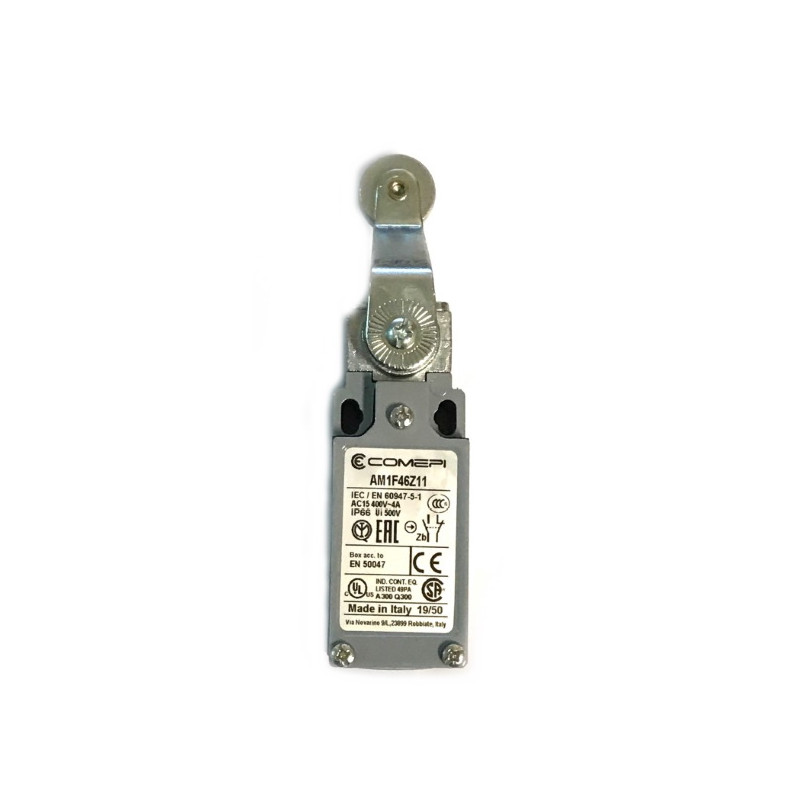 AM1F46Z11  Finecorsa in alluminio  Leva angolare con rotella in acciaio Contatti a scatto  1NO  1NC  doppio isolamento e apertur