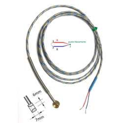 TJDU6A10  Termocoppia  tipo  J  occhiello norma din 43710  adatto per viti M6  cavo TTS  schermato Lc 2000 mm Isolata