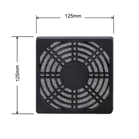 VXF12001BK   Griglia protezione  in tecnopolimero nero con filtro125X125 mm per ventilatore 120x120mm