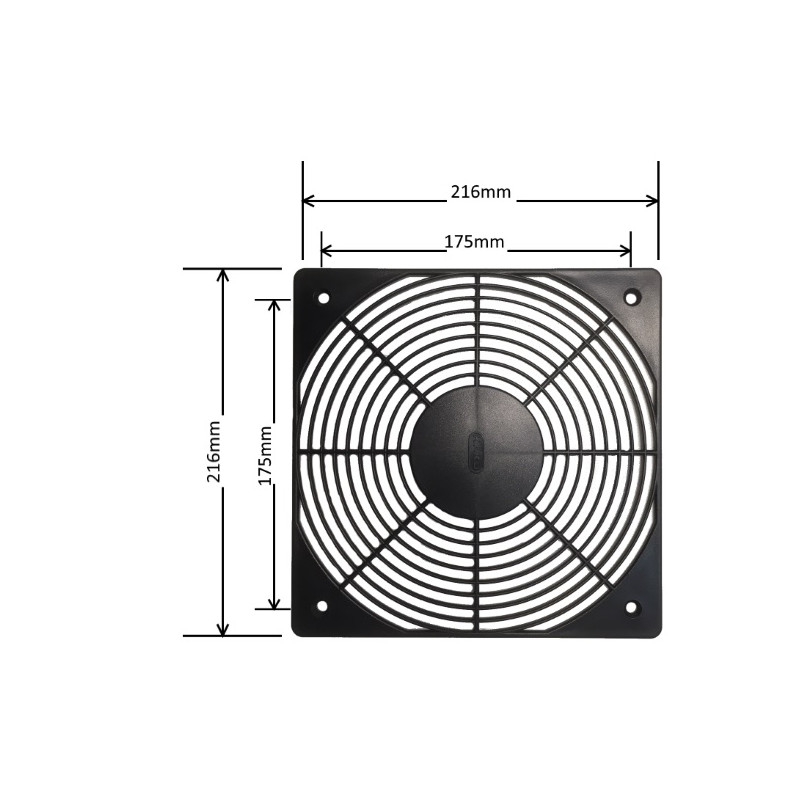 VXP20001BK  Griglia protezione tecnopolimero per ventilatore  216X216mm