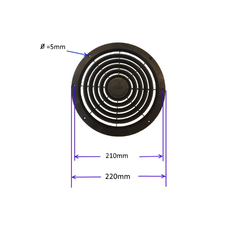 VXP22001AK  Griglia di protezione in tecnopolimero nero per ventilatore D 220 mm