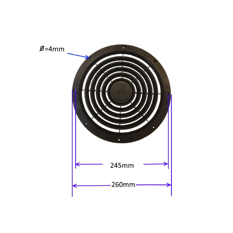 VXP25001BK   Griglia di protezione in tecnopolimero nero  per  ventilatore D  260mm