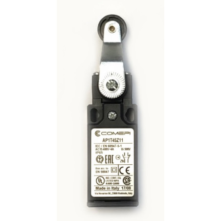 AP1T45Z11  Finecorsa a leva con rotella in nylon D18  corpo 30mm corpo tecnopolimero IP65  PG13,5