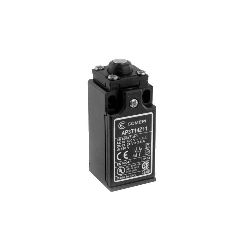 AP3T14Z11  Finecorsa Pistoncino in acciaio con cuffia antipolvere corpo 30mm   corpo tecnopolimero IP65   PG 11