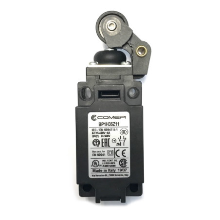 BP1H35Z11  Finecorsa tecnopolimero  a  leva unidirezionale con rotella nylon e cuffia antipolvere Contatti a scatto 1NO  1NC  do