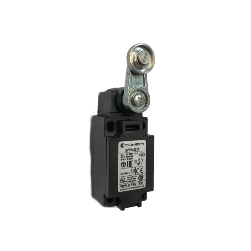 BP1H42Z11  Finecorsa tecnopolimero  a  leva con rotella Inox 22 mm Contatti a scatto 1NO  1NC  doppio isolamento e apertura posi