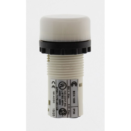 ECX1056  Indicatore luminoso D 22 mm  monoblocco  portalampada BA9S  bianco  IP65