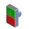 ECX1152  Pulsante doppio a filo ghiera con simboli  rosso verde  IP65